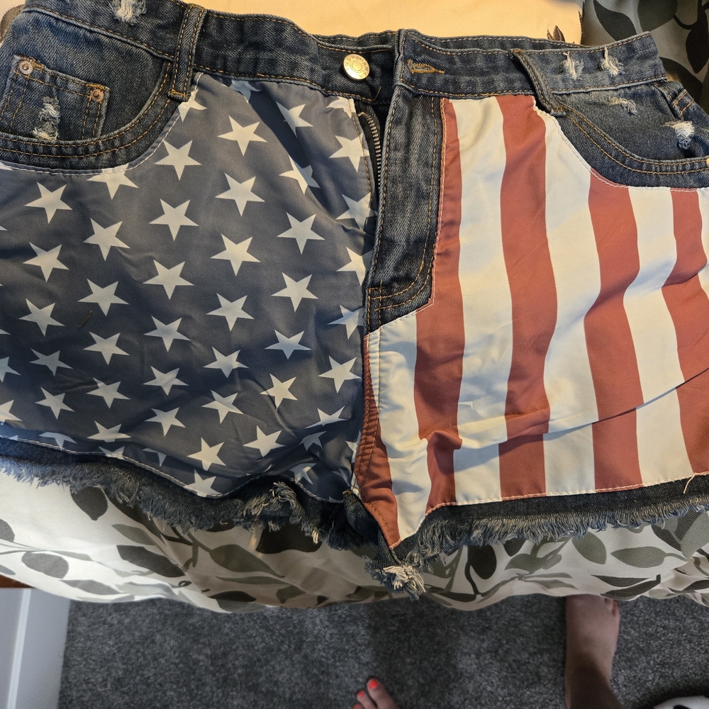 American Flag Denim Shorts